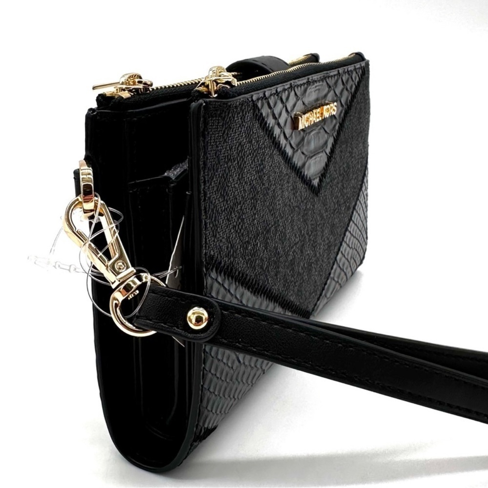Michael Kors Large Double Zip Wallet Wristlet Black Multi - Picture 4 of 9